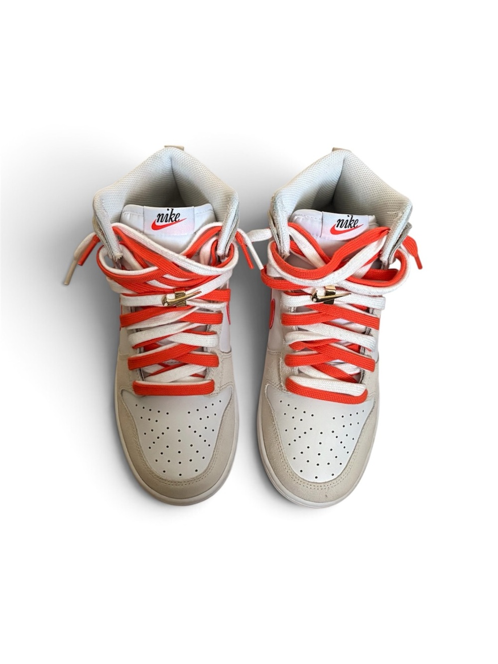 Nike Mid-Top Sneakers in White and Orange Accents